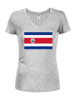 Camiseta con cuello en V para jóvenes con bandera de Costa Rica