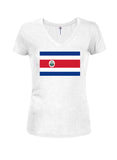 Camiseta con cuello en V para jóvenes con bandera de Costa Rica