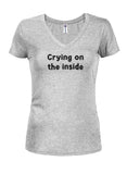 Crying on the inside Juniors V Neck T-Shirt