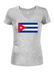 Camiseta con cuello en V para jóvenes con bandera cubana