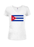 Camiseta con cuello en V para jóvenes con bandera cubana