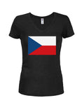T-shirt à col en V pour junior avec drapeau de la République tchèque (République tchèque)