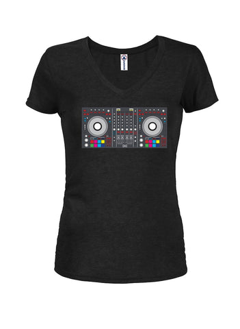 DJ Turntable Juniors V Neck T-Shirt