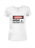 Danger haute tension T-shirt col en V pour juniors