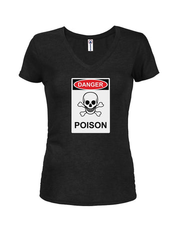 Danger Poison Symbol Juniors V Neck T-Shirt