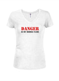 Danger is my middle name Juniors V Neck T-Shirt
