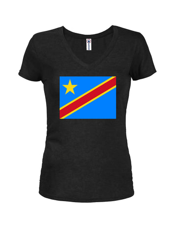 Democratic Republic of the Congo Flag Juniors V Neck T-Shirt