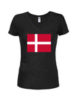 Camiseta con cuello en V para jóvenes con bandera de Dinamarca