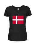 Denmark Flag Juniors V Neck T-Shirt