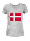 T-shirt à col en V pour juniors avec drapeau du Danemark