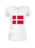 Camiseta con cuello en V para jóvenes con bandera de Dinamarca