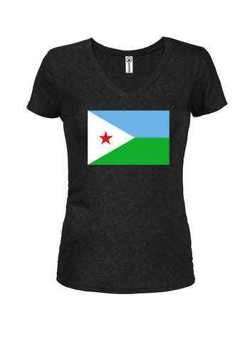 Djiboutian Flag Juniors V Neck T-Shirt