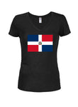 T-shirt à col en V pour juniors avec drapeau de la République dominicaine