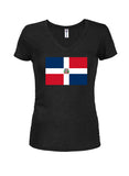 Camiseta con cuello en V para jóvenes con bandera de República Dominicana