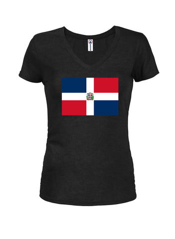 Dominican Republic Flag Juniors V Neck T-Shirt