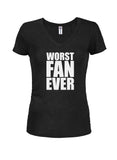 WORST FAN EVER Juniors V Neck T-Shirt