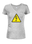 Electrical Hazard Symbol Juniors V Neck T-Shirt