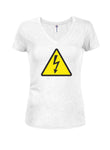 Electrical Hazard Symbol Juniors V Neck T-Shirt