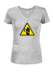 T-shirt à col en V pour juniors avec symbole de danger électrique