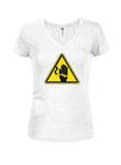 T-shirt à col en V pour juniors avec symbole de danger électrique