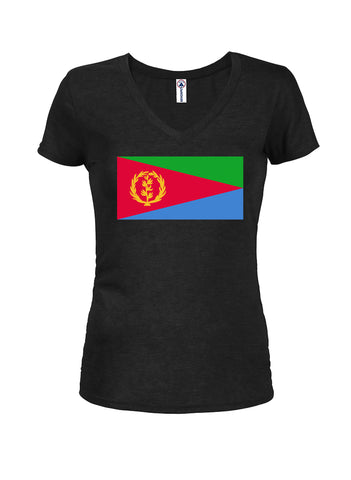 T-shirt à col en V pour juniors avec drapeau érythréen