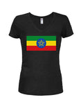 T-shirt à col en V pour juniors avec drapeau éthiopien