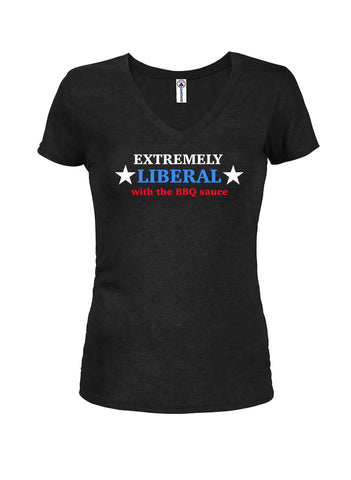 Extremely Liberal with the BBQ Sauce Juniors V Neck T-Shirt