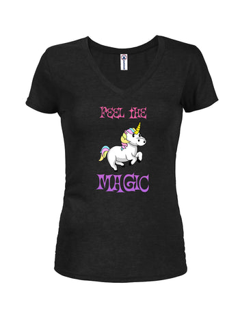 Feel The Magic Juniors V Neck T-Shirt