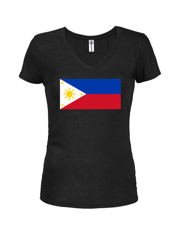 T-shirt à col en V pour juniors avec drapeau philippin