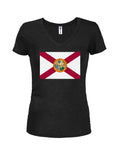 T-shirt à col en V pour jeunes avec drapeau de l'État de Floride