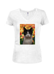 T-shirt à col en V pour juniors Flower Cat