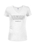 For I know the plans I have for you Juniors V Neck T-Shirt - Five Dollar Tee Shirts