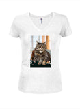 Fortune Cat T-shirt col en V pour juniors