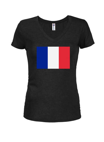T-Shirt Col V Junior Drapeau Français