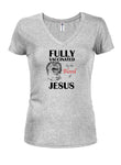 Camiseta con cuello en V totalmente vacunada por la sangre de Jesús Juniors