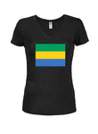 Gabonese Flag Juniors V Neck T-Shirt