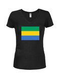 T-shirt col en V junior drapeau gabonais