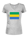 Camiseta con cuello en V para jóvenes con bandera de Gabón