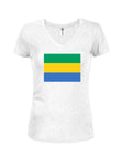 Gabonese Flag Juniors V Neck T-Shirt