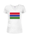 Camiseta con cuello en V para jóvenes con bandera de Gambia