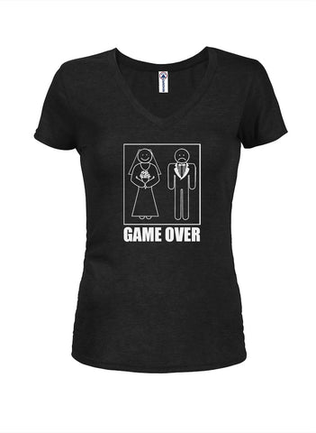Game Over Marriage Juniors V Neck T-Shirt