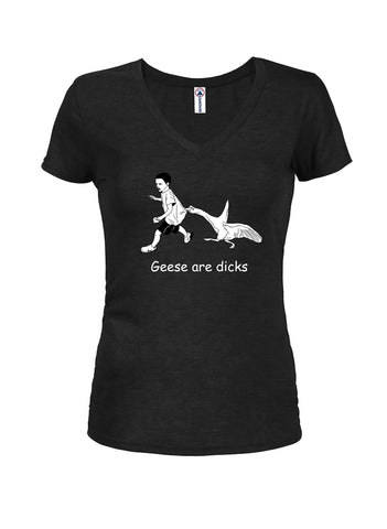 Geese are dicks Juniors V Neck T-Shirt