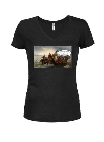 George Washington Crossing the Delaware - Farts Juniors V Neck T-Shirt
