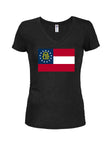 Camiseta con cuello en V para jóvenes con bandera del estado de Georgia