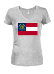 T-shirt à col en V pour juniors avec drapeau de l'État de Géorgie