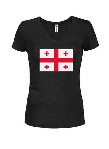 T-shirt à col en V pour juniors avec drapeau géorgien