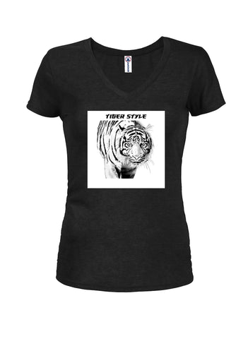 T-shirt à col en V pour juniors Tiger Style