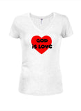 Dios es amor Juniors V cuello camiseta