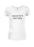Gravity Sucks Juniors V Neck T-Shirt