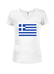 Camiseta con cuello en V para jóvenes con bandera de Grecia